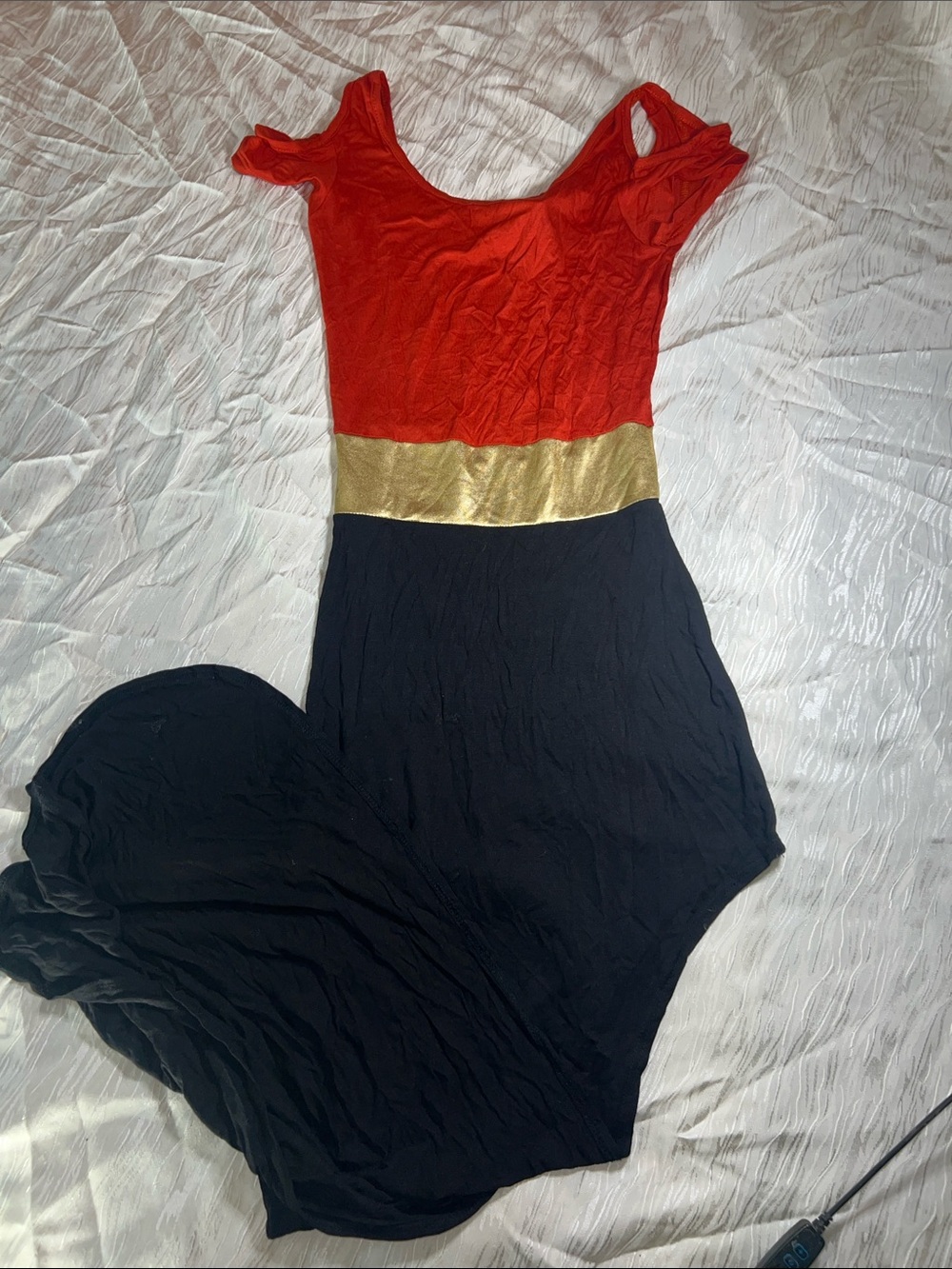 GoJane Red, Gold & Black One-Shoulder Colorblock Dress